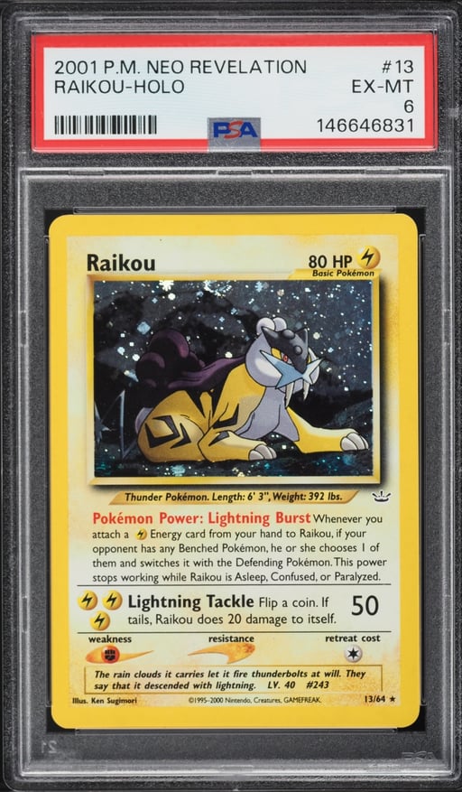 2001 Pokemon Neo Revelation Holo Raikou #13 PSA 6 EXMT