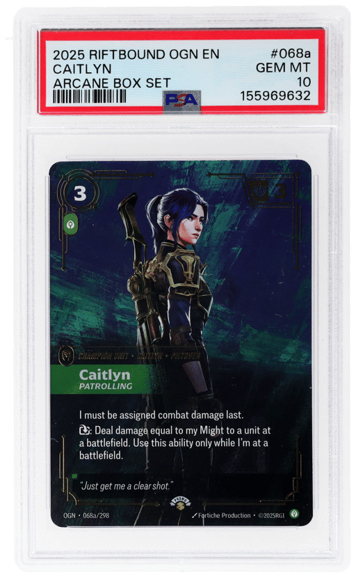 2025 Riftbound League of Legends Origins Arcane Box Set Caitlyn Patrolling #068a PSA 10