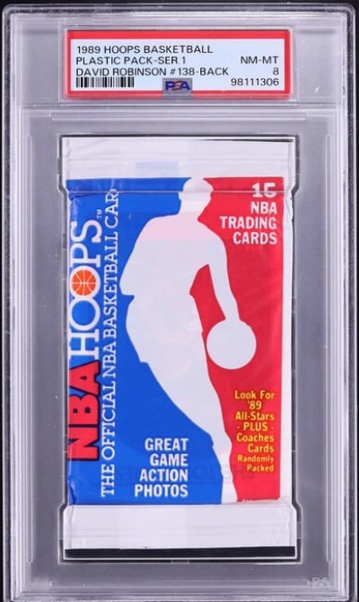 1989 Hoops Series 1 Plastic Pack DAVID ROBINSON TOP PSA 8 NM-MT