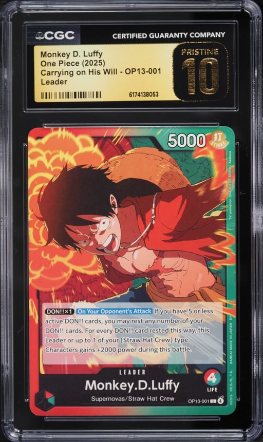 2025 One Piece Carrying on His Will Monkey D. Luffy #OP13-001 CGC 10 PRISTINE