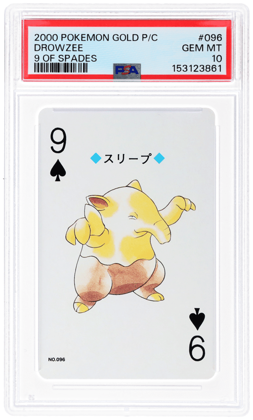 2000 Pokemon Gold Version Playing Cards 9 of Spades Drowzee #096 PSA 10