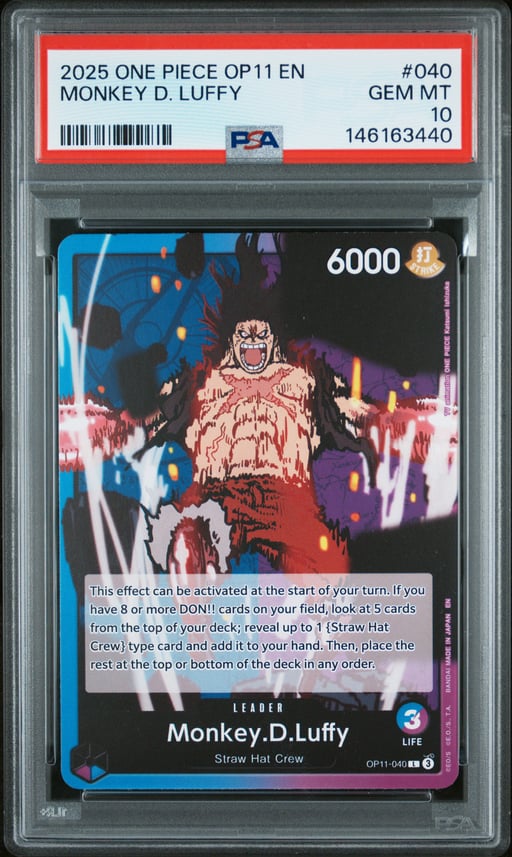 2025 ONE PIECE OP11-A FIST OF DIVINE SPEED 040 MONKEY D. LUFFY PSA 10