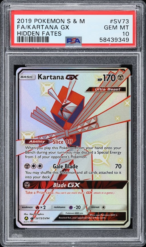 2019 Pokemon Sun & Moon Hidden Fates Shiny Kartana GX #SV73 PSA 10 GEM MINT