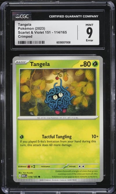 2023 Pokemon Scarlet & Violet 151 Reverse Holo Tangela #114 CGC 9 MINT