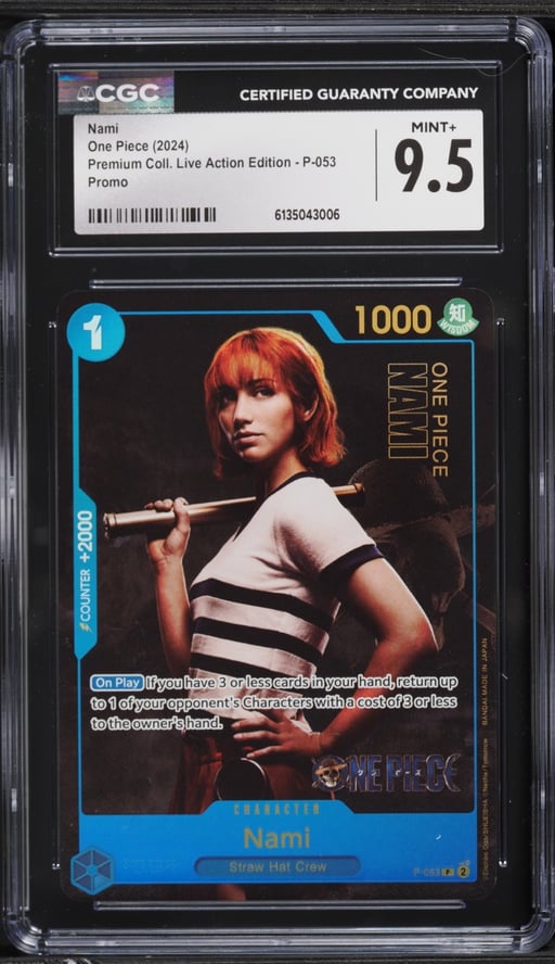 2024 One Piece Promo Premium Collection Live Action Edition Alt Art Nami #P-053 CGC 9.5 MINT+
