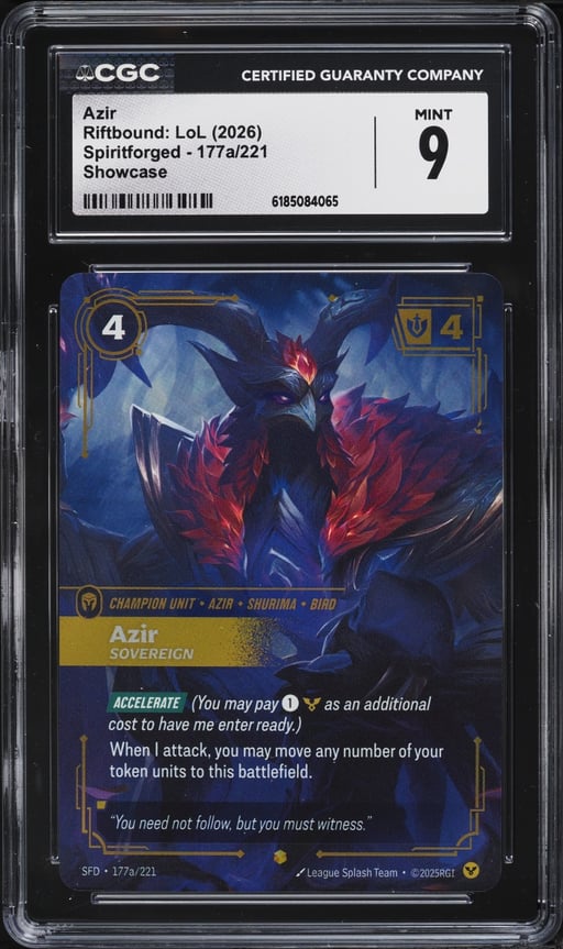 2026 Riftbound League Of Legends LoL Spiritforged Showcase Azir #177a CGC 9 MINT