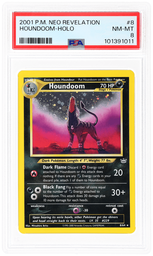 2001 Pokemon Neo Revelation Holo Houndoom #8 PSA 8
