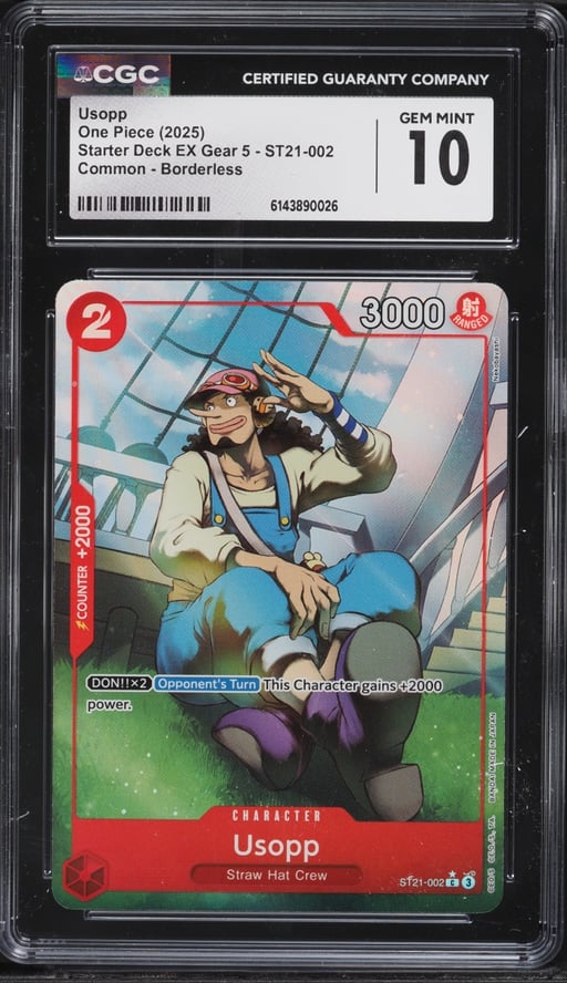 2025 One Piece Starter Deck EX Gear 5 Borderless Alt Art Usopp #ST21-002 CGC 10 GEM MINT