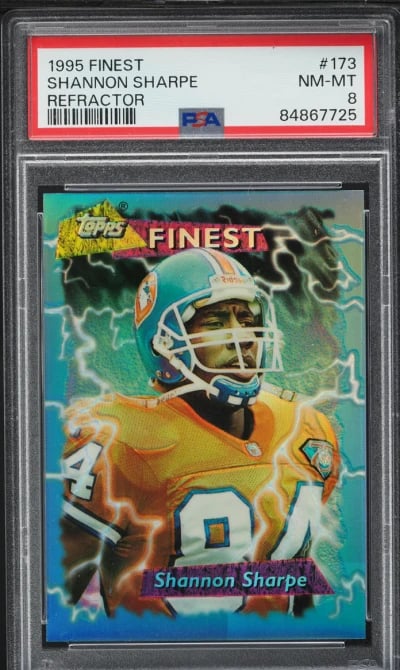 1995 Finest Refractor Shannon Sharpe #173 PSA 8 NM-MT