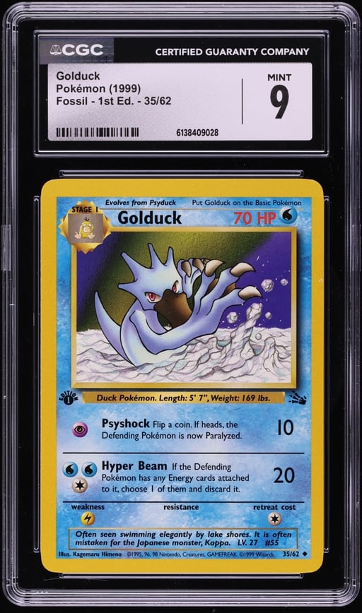 1999 Pokemon Fossil 1st Edition Golduck #35 CGC 9 MINT