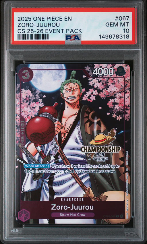 2025 ONE PIECE CHAMPIONSHIP 2025-26 EVENT PACK 067 ZORO-JUUROU PSA 10