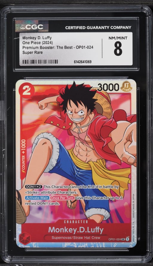 2024 One Piece Premium Booster The Best SR Monkey D Luffy #OP01-024 CGC 8 NM-MT