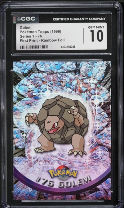 1999 Topps Pokemon Series 1 First Print Rainbow Foil Golem #76 CGC 10 GEM MINT