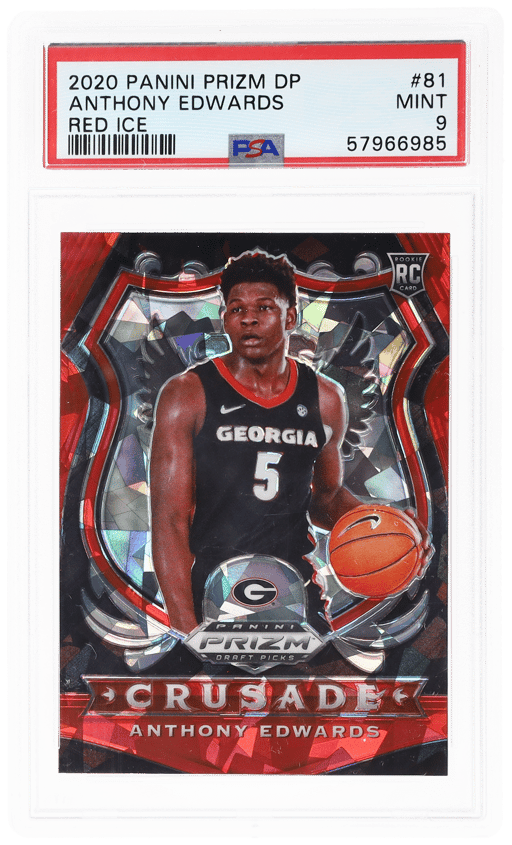 2020 Panini Prizm Draft Picks Crusade Red Ice Prizm Anthony Edwards #81 PSA 9