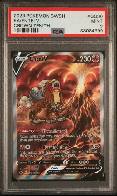 2023 POKEMON SWORD AND SHIELD CROWN ZENITH GG36 FULL ART/ENTEI V PSA 9
