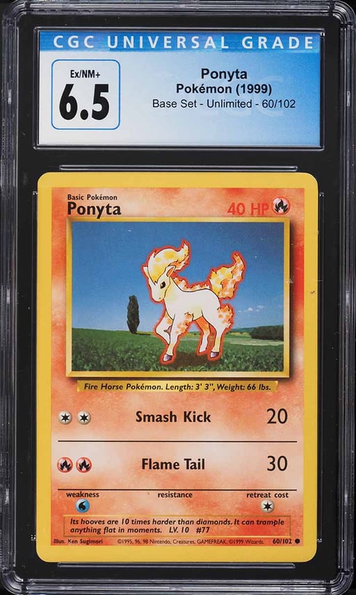 1999 Pokemon Base Set Ponyta #60 CGC 6.5 EXMT+