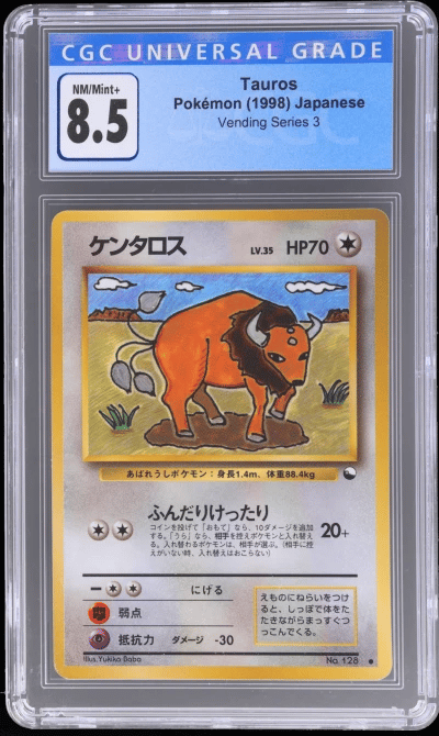 1998 Pokemon Vending Series 3 Japanese Tauros #128 CGC 8.5