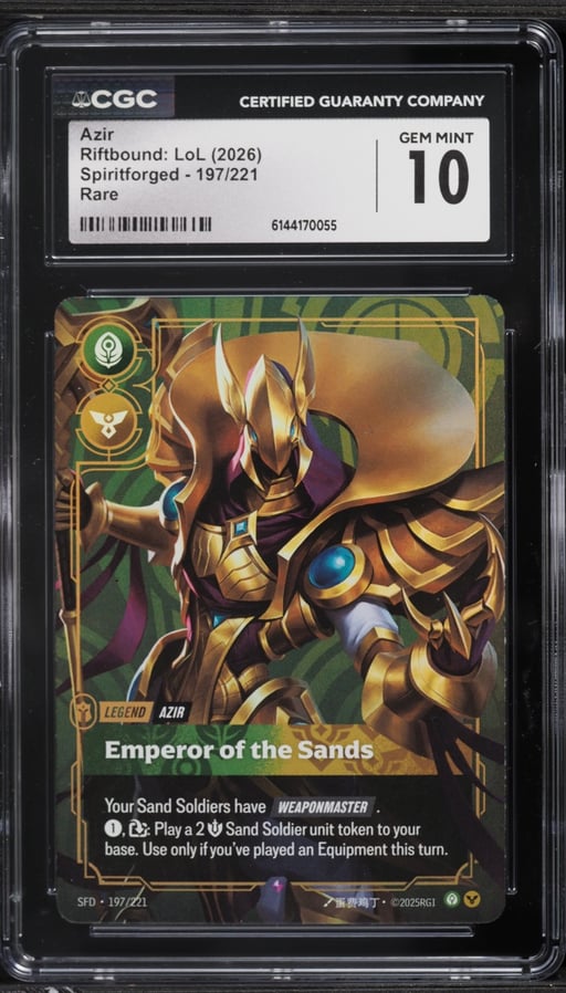2026 Riftbound League Of Legends Spiritforged Azir #197 CGC 10 GEM MINT