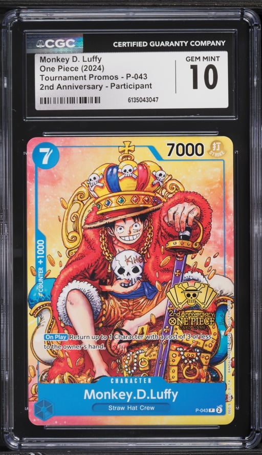 2024 One Piece Promo Tournament 2nd Anniversary Monkey D. Luffy #P-043 CGC 10 GEM MINT