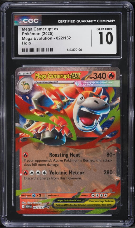 2025 Pokemon Mega Evolution Holo Mega Camerupt ex #22 CGC 10 GEM MINT