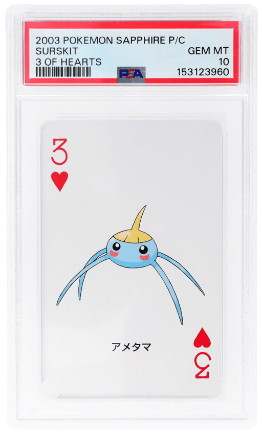 2003 Pokemon Sapphire Version Playing Cards 3 of Hearts Surskit PSA 10