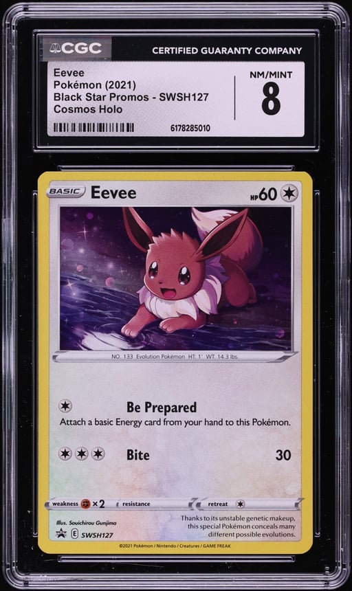 2021 Pokemon Sword & Shield Promo Cosmos Holo Eevee #SWSH127 CGC 8 NM-MT