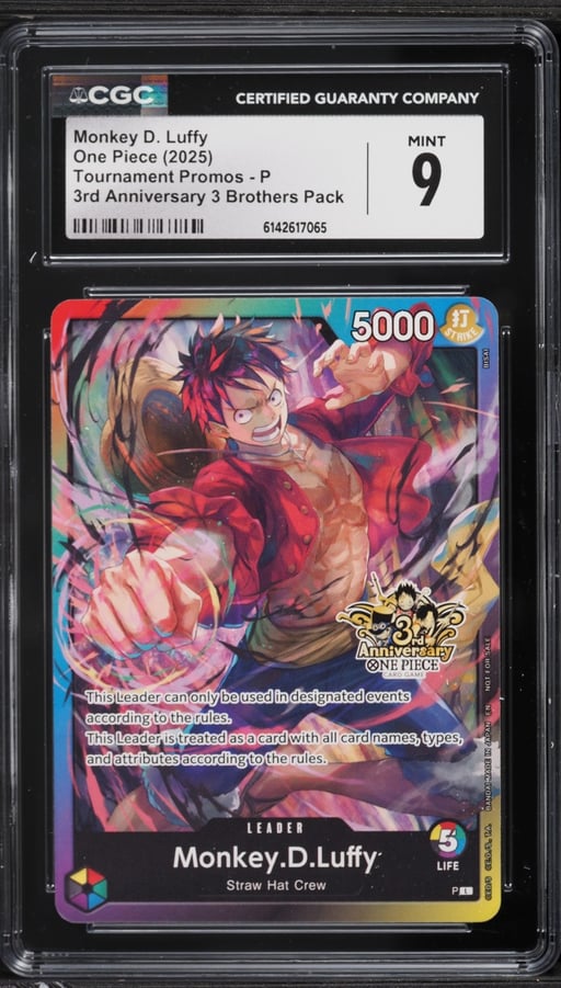 2025 One Piece Promo 3rd Anniversary 3 Brothers Pack Leader Monkey D. Luffy #P CGC 9 MINT