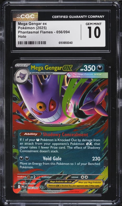 2025 Pokemon Mega Evolution Phantasmal Flames Holo Mega Gengar ex #56 CGC 10 GEM MINT
