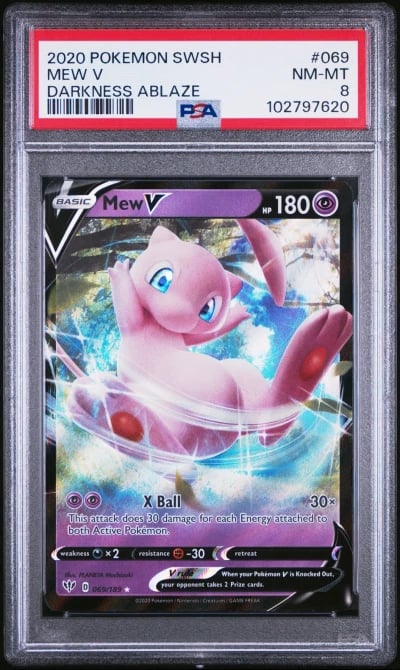 2020 POKEMON SWORD & SHIELD DARKNESS ABLAZE #069 MEW V PSA 8