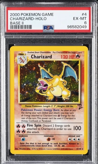 2000 POKEMON GAME BASE II #4 CHARIZARD-HOLO PSA 6
