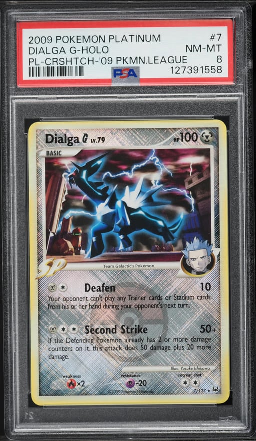 2009 Pokemon Platinum Cross Hatch Holo Dialga G #7 PSA 8 NM-MT