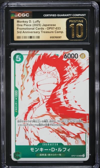 2025 One Piece Japanese Promo 3rd Anniversary Treasure Camp. Monkey D. Luffy #OP07-033 CGC 10
