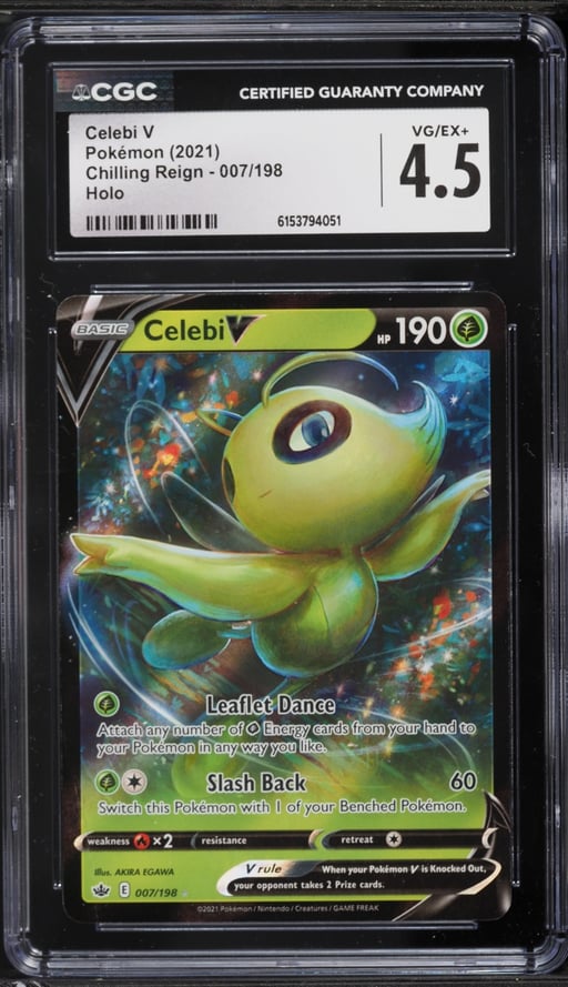 2021 Pokemon Sword & Shield Chilling Reign Holo Celebi V #7 CGC 4.5 VGEX+