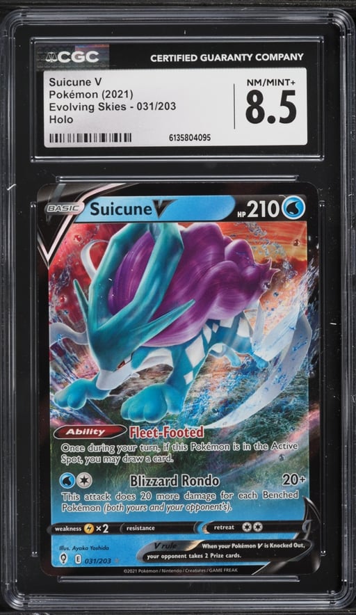 2021 Pokemon Sword & Shield Evolving Skies Suicune V #31 CGC 8.5 NM-MT+