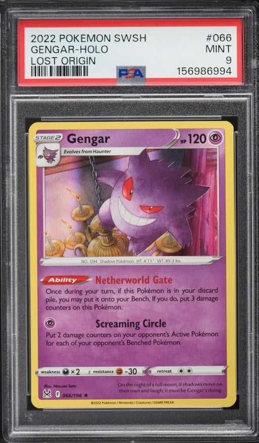 2022 Pokemon Sword & Shield Lost Origin Holo Gengar #66 PSA 9 MINT