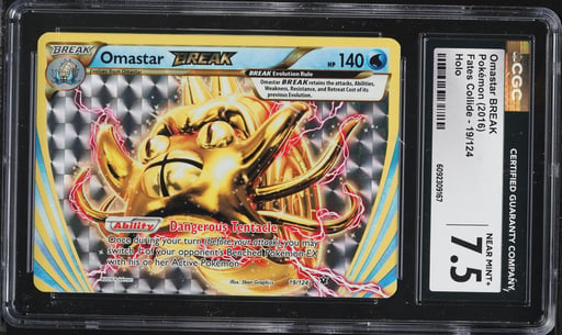 2016 Pokemon XY Fates Collide Alt Art Omastar BREAK #19 CGC 7.5 NRMT+