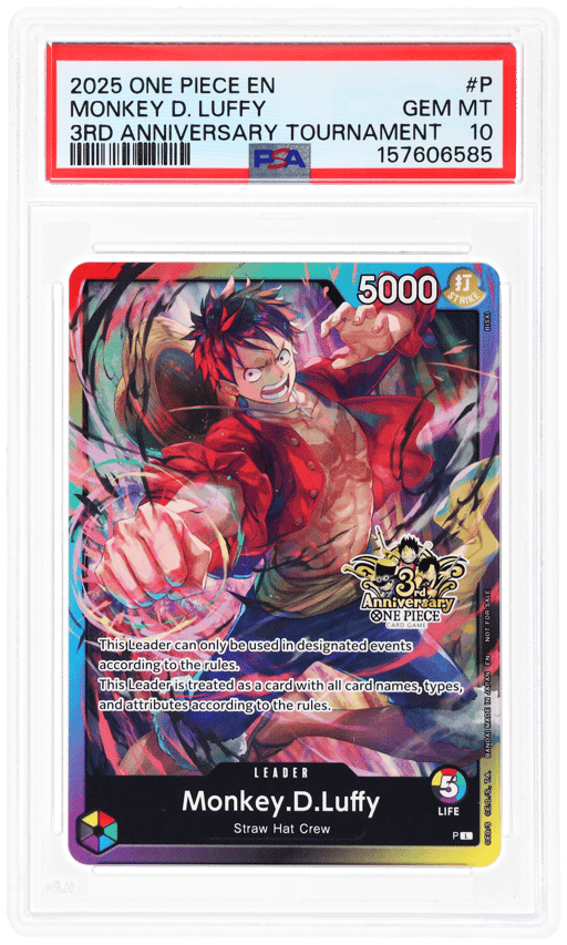 2025 One Piece Promo 3rd Anniversary Tournament Brothers Pack Leader Monkey D. Luffy #P PSA 10