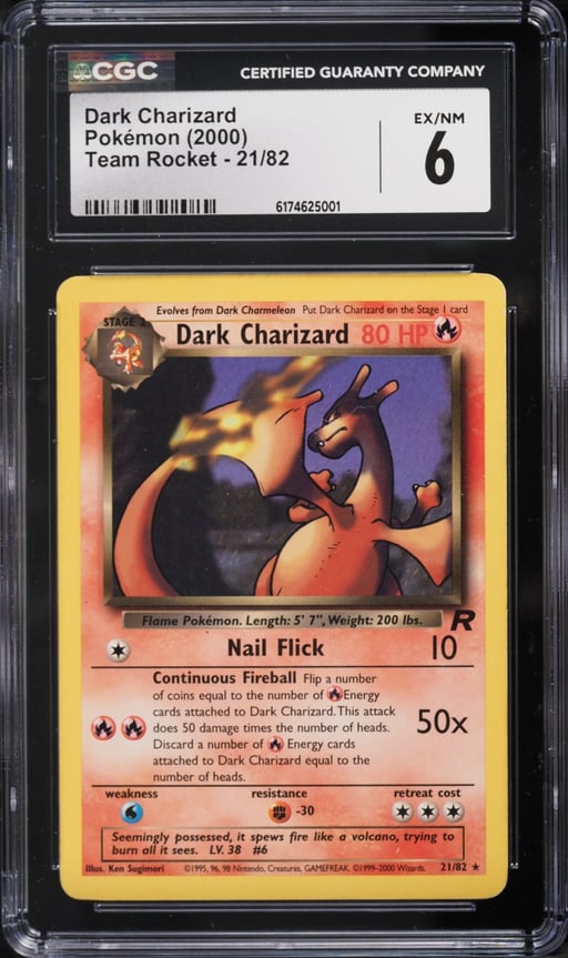 2000 Pokemon Team Rocket Dark Charizard #21 CGC 6 EXMT