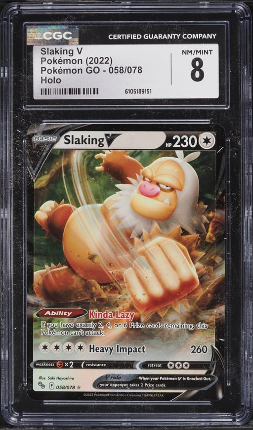 2022 Pokemon Sword & Shield Pokemon GO Full Art Slaking V #58 CGC 8 NM-MT