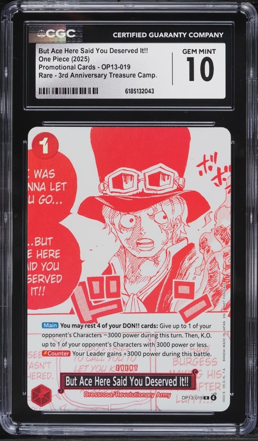 2025 One Piece 3rd Treasure Manga Alt Art But Ace Here Said You Deserved It!! CGC 10 GEM MINT