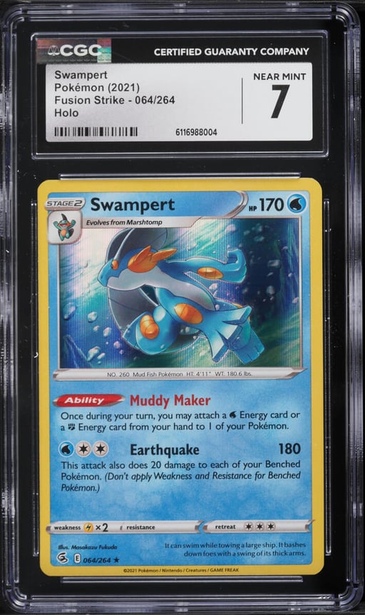 2021 Pokemon Sword & Shield Fusion Strike Holo Swampert #064 CGC 7 NRMT