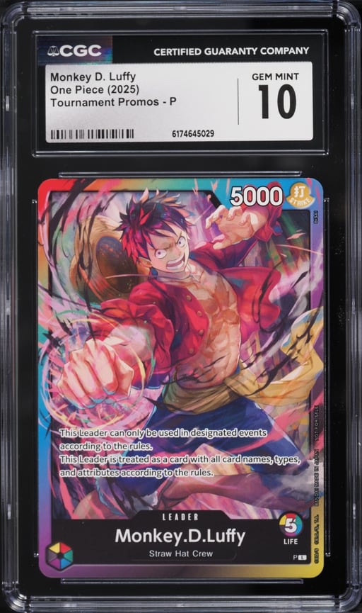 2025 One Piece Tournament Promo Leader Monkey D. Luffy #P CGC 10 GEM MINT
