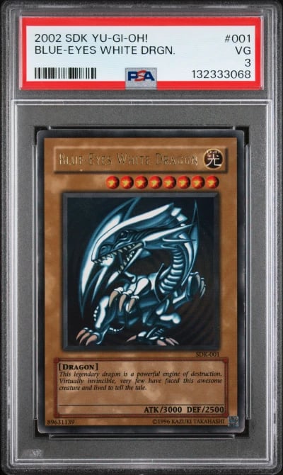 2002 YU-GI-OH! STARTER DECK: KAIBA 001 BLUE-EYES WHITE DRAGON PSA 3