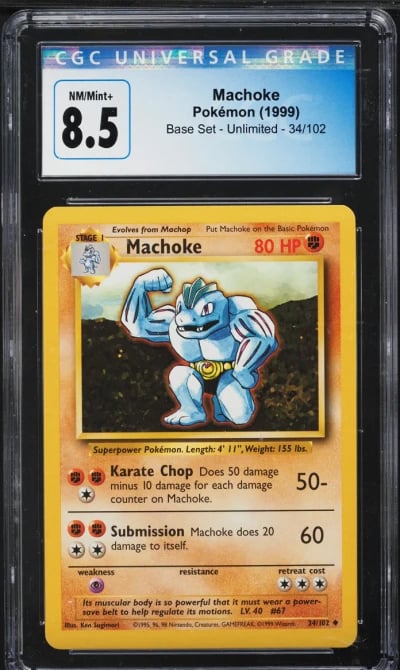 1999 Pokemon Base Set Machoke #34 CGC 8.5 NM-MT+