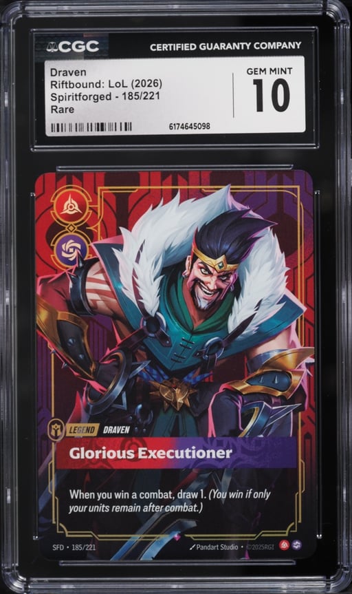 2026 Riftbound League Of Legends LoL Spiritforged Draven #185 CGC 10 GEM MINT