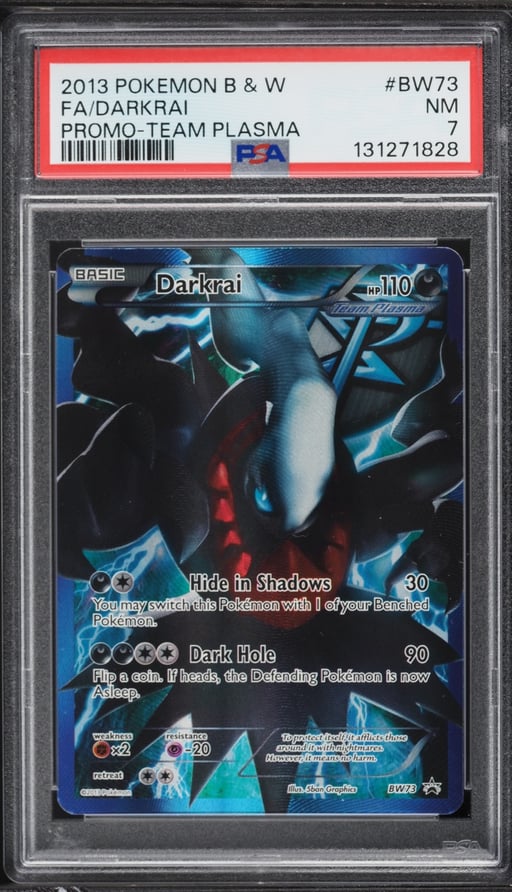 2013 Pokemon Black & White Black Star Promo Team Plasma Full Art Darkrai #BW73 PSA 7 NRMT