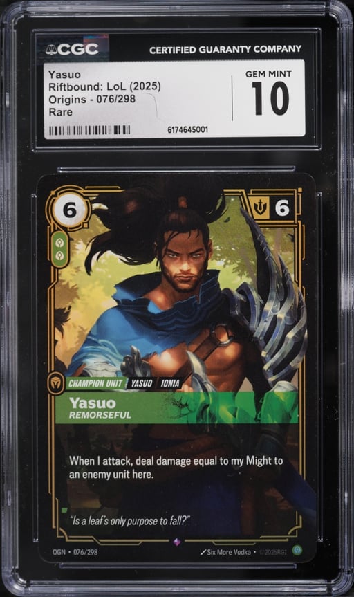 2025 Riftbound League Of Legends LoL Origins Yasuo #74 CGC 10 GEM MINT
