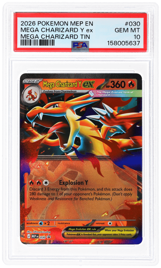2026 Pokemon Mega Evolution Black Star Promo Mega Charizard Tin Mega Charizard Y Ex #030 PSA 10
