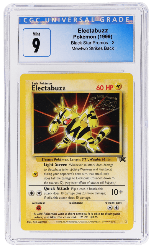 1999 Pokemon Wizards of the Coast Black Star Promo Mewtwo Strikes Back Electabuzz #2 CGC 9