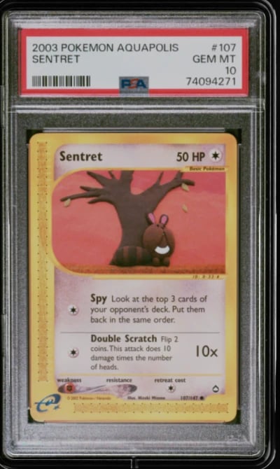2003 POKEMON AQUAPOLIS #107 SENTRET PSA 10
